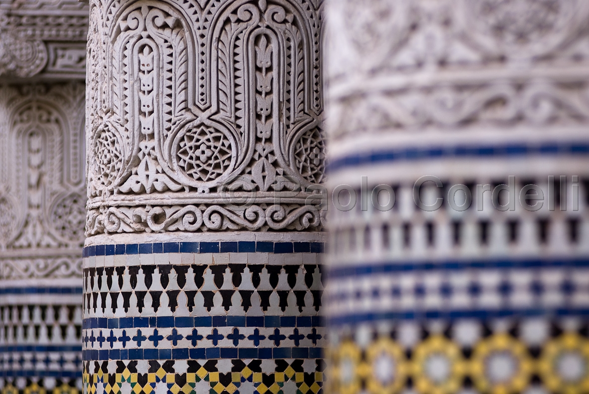 Columns in a maroccan riad, Fes, Morocco